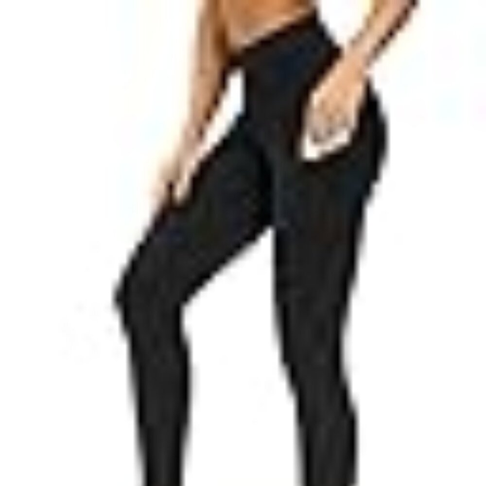 Amazon Black Gym People Thick High Waist Yoga Pants with Pockets